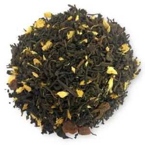 Top-Ansicht von AY Natural Pu-Erh Tee "Lost in Paradise" auf weißem Hintergrund