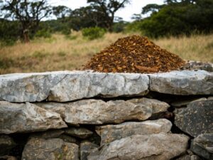 Hier liegt unser AY Natural Rooibostee aus Südafrika auf einer Steinmauer umgeben von der aufregenden Kulisse einer Safari Landschaft Der Tee in hellbrauner Farbe verspricht einen köstlichen und erfrischenden Genuss Tauche ein in die Welt des südafrikanischen Rooibostees und genieße die Freiheit und Schönheit dieser natürlichen Umgebung