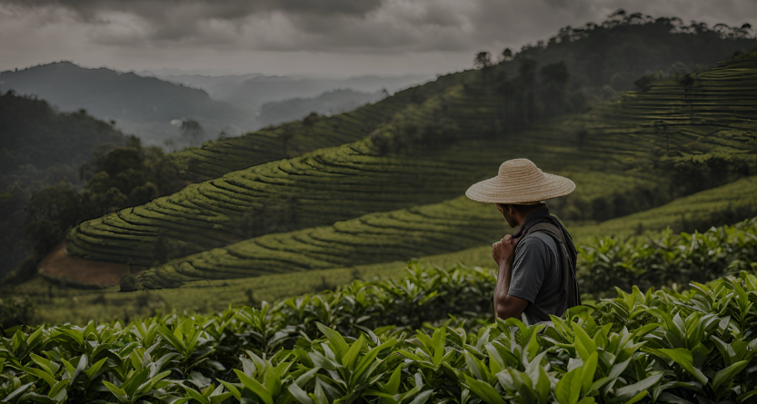 eefeldarbeiter von AY Natural bei der Arbeit. Entdecke unser Sortiment an Tee, Kaffee und Matcha.